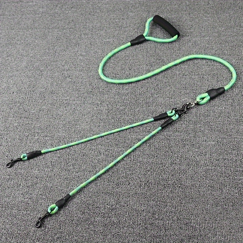 TEMU Dual Dog Leash With Wave Pattern - Detachable, -free Nylon Lead For Walking