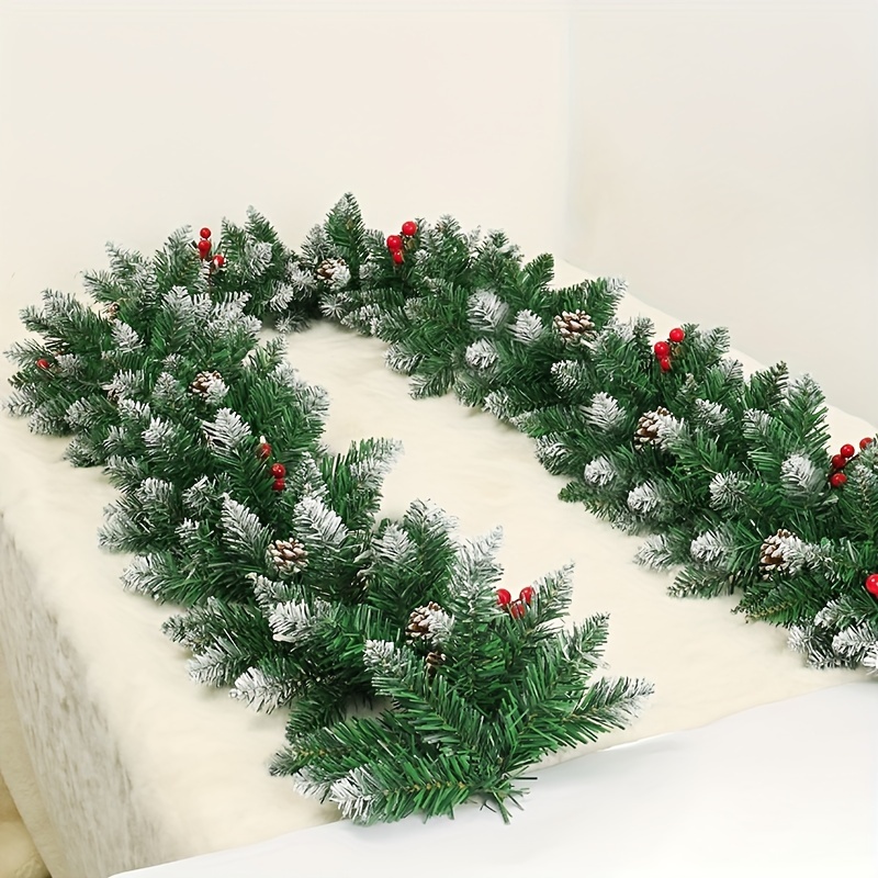 

270cm Green Pvc Christmas Garland With Pine Cones, Festive Indoor & Outdoor Decor, , Plastic, Metal, No Feathers, Hanging Method