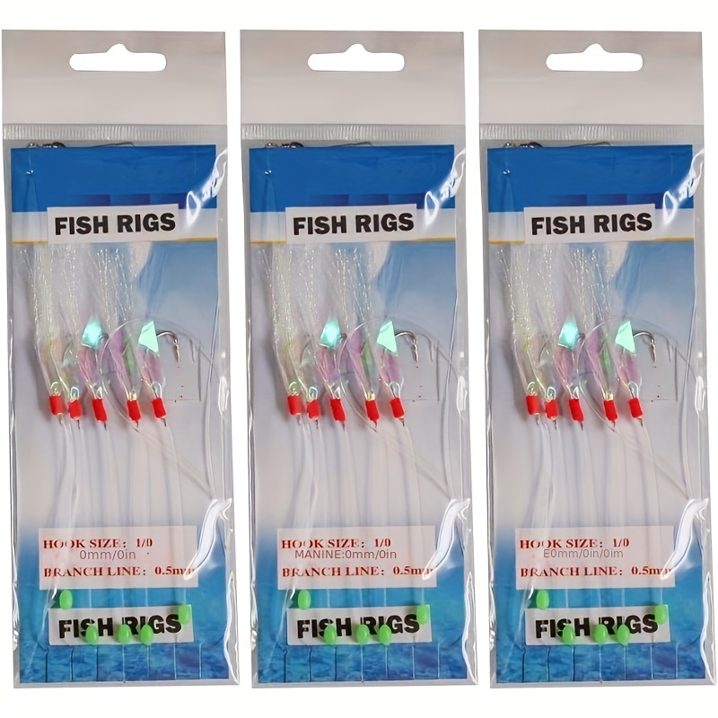 

3 Packs Sabiki Rigs, Fishing Flasher Lure Rigs, Glow Beads, High Carbon Hooks For Freshwater/saltwater