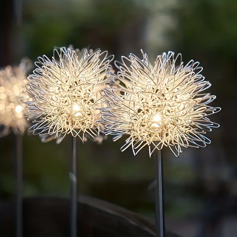 

2pcs Solar Dandelion Led Garden Lights, Aluminum Wire Outdoor Pathway Flower Bed Lawn Lighting, Warm White Decorative Stake Lamps