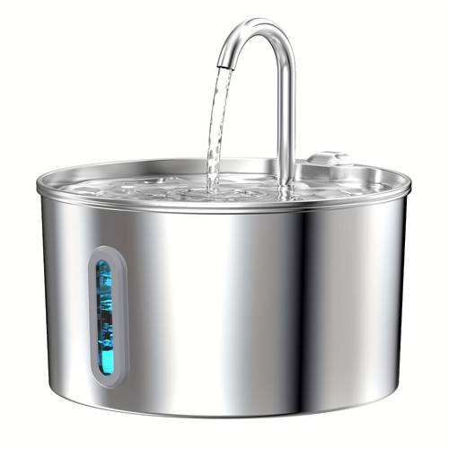 elementbilde 2,2l rustfritt stål vannfontene for katter og , automatisk sirkulasjon filter lydløs vanndrikkefonten, egnet for flere katter og (uten 5v usb 1a pl )