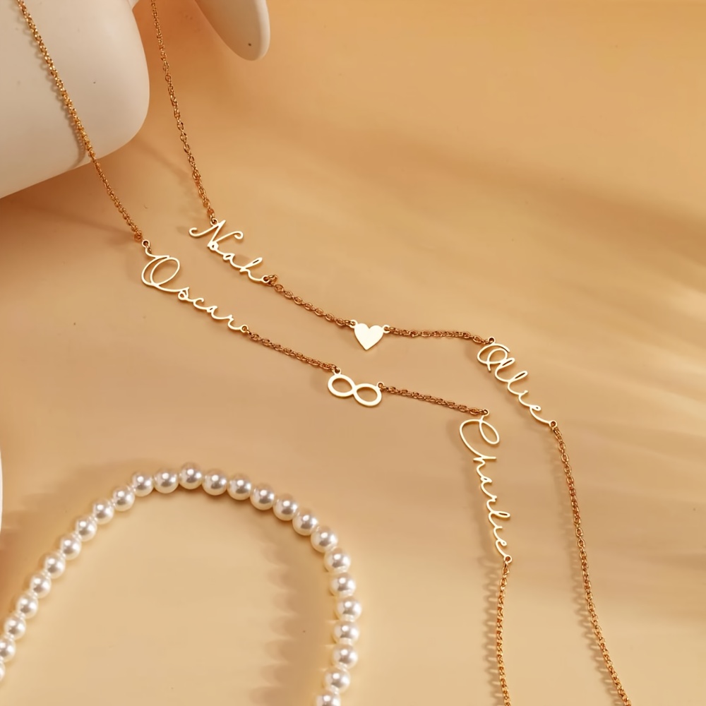 Customized Couple's Name Infinity Heart Necklace, Gift for Wife