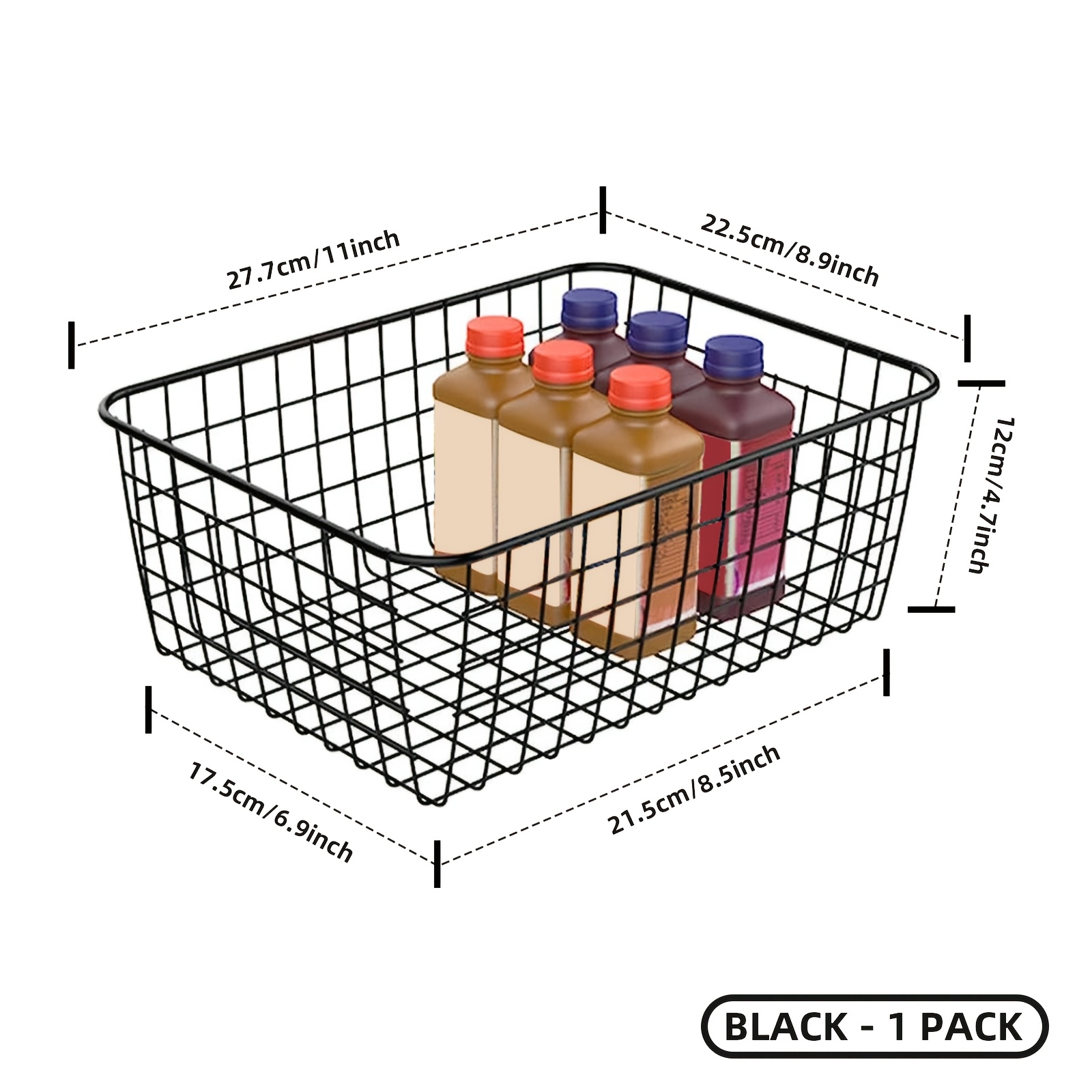 TEMU Metal Storage Basket, Multifunctional Desktop Storage Basket, Storage Baskets For Condiment Bottles, Cosmetics, And Toiletries, Suitable For