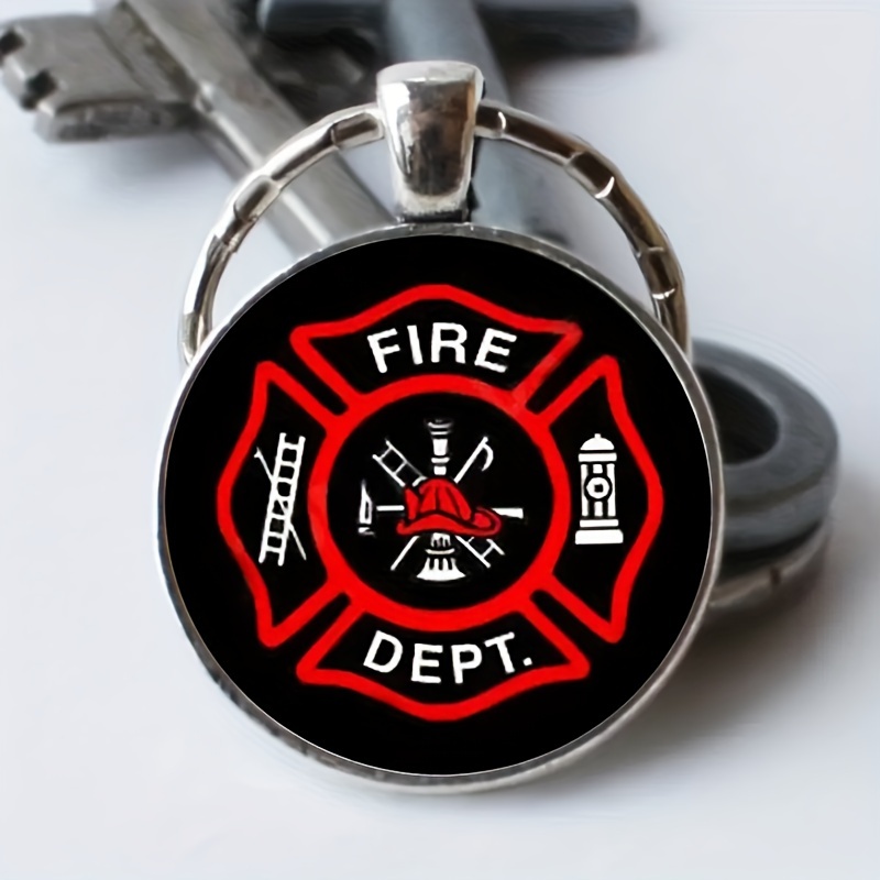 

1pc Firefighter Emblem Keychain, Alloy, Cabochon, Cool Style, Non-textile, Key Ring For , Car Pendant, Wedding, Birthday, Graduation, Christmas, Anniversary Gift