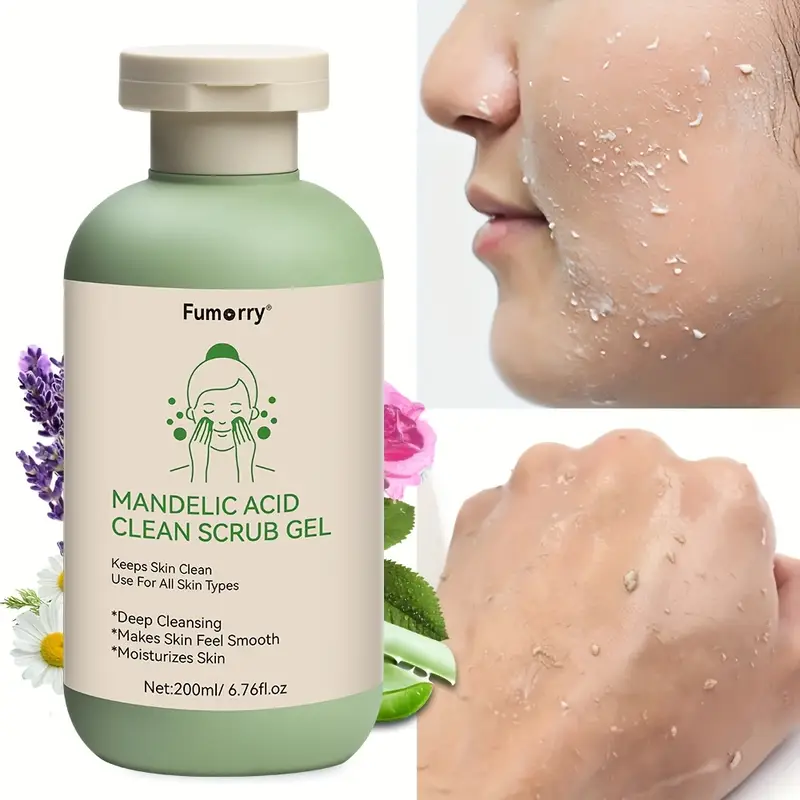 gel de curățare cu acid mandelic bej deschis, conține aloe, și mușețel, gel exfoliant pentru față și corp, hidratant profund - 7.05oz-capacitate mare Detaliile articolului 2