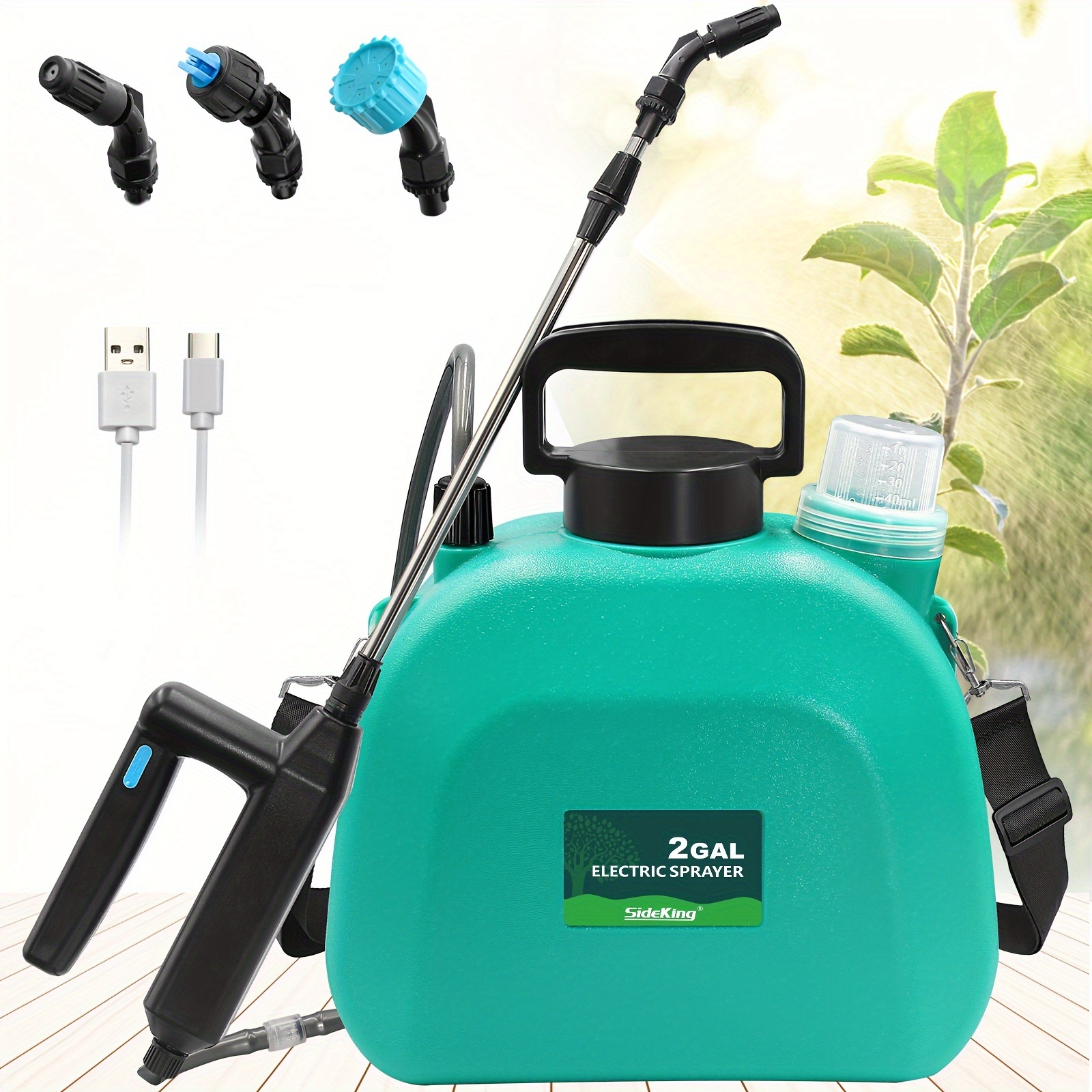 

Battery Powered Sprayer 2 Gallon, Upgrade Powerful Electric Sprayer With 3 Mist Nozzles, Retractable Wand, Rechargeable Handle, Garden Sprayer With Adjustable Shoulder Strap For Lawn & Garden