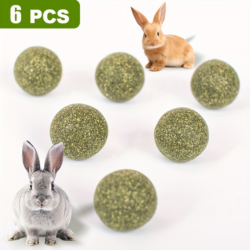 6pcs Rabbit Pet Chew Balls - Chew Toys With Mint Flavor, Digestive Aid & Support, Promotes Shiny Fur, Ideal For Teeth Grinding In Rabbits, Safe No Additives Feed Balls For Bunnies And Small Pets