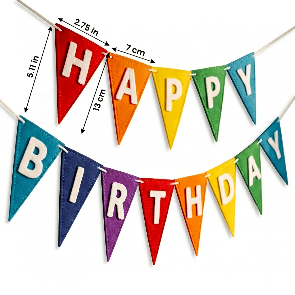 TEMU A Set Of Felt Bunting That Says 'happy Birthday', Assembly Sewing Craft, A Beautifully Colorful Gift Suitable For Festive Occasions, Perfect For