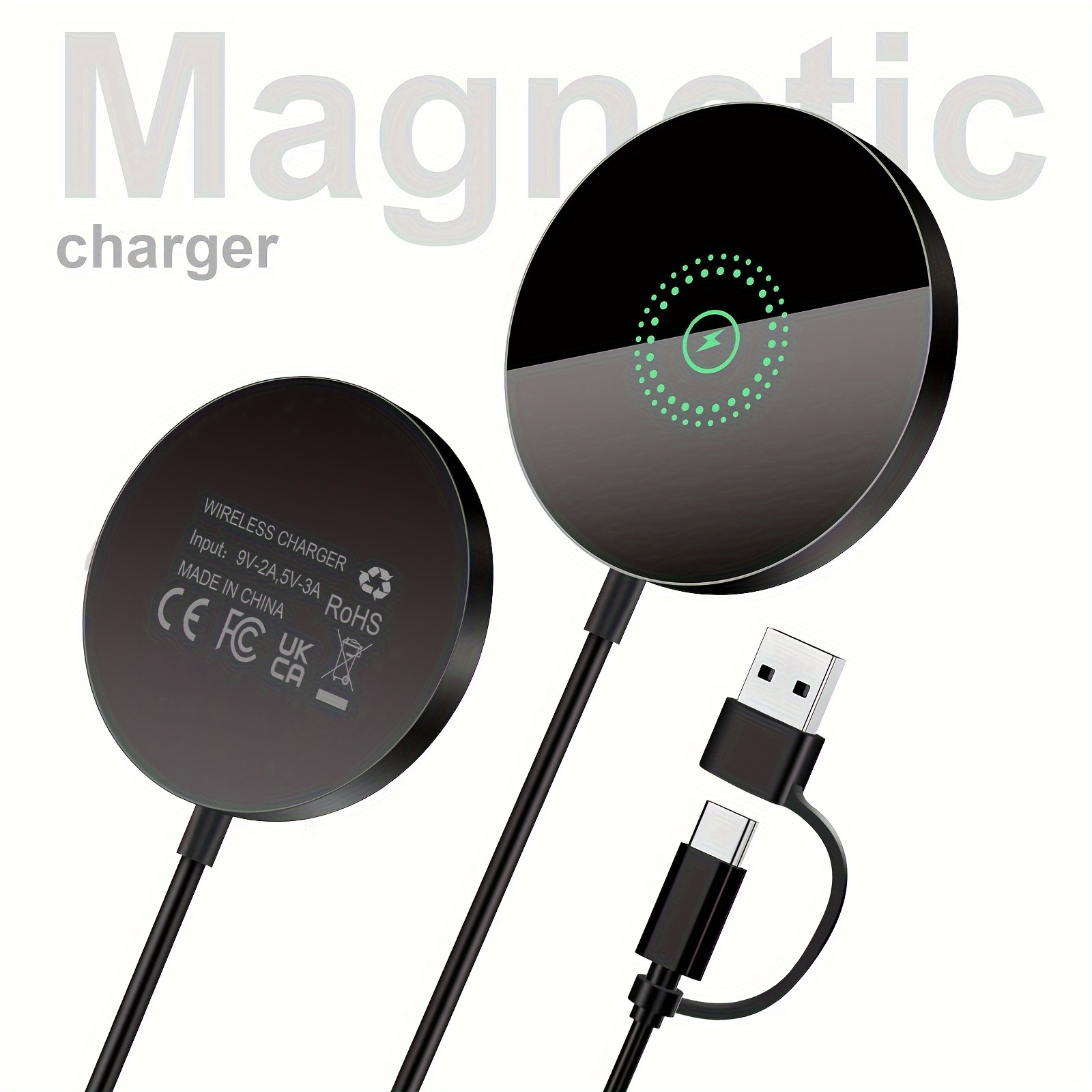 

Magnetic Wireless Charger For /16 Pro//16 Pro Max Pro/15 Plus/ Max 15w Fast Magnet Charging Pad For /15/14/13/12 Series And Airpods 4/3/2/pro 2/pro With Dual Charging Port Cable