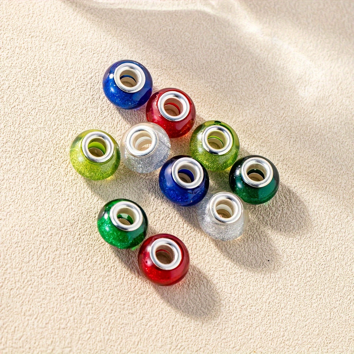 Round Resin Beads Loose Spacer Charm Beads Big Hole Jewelry - Temu