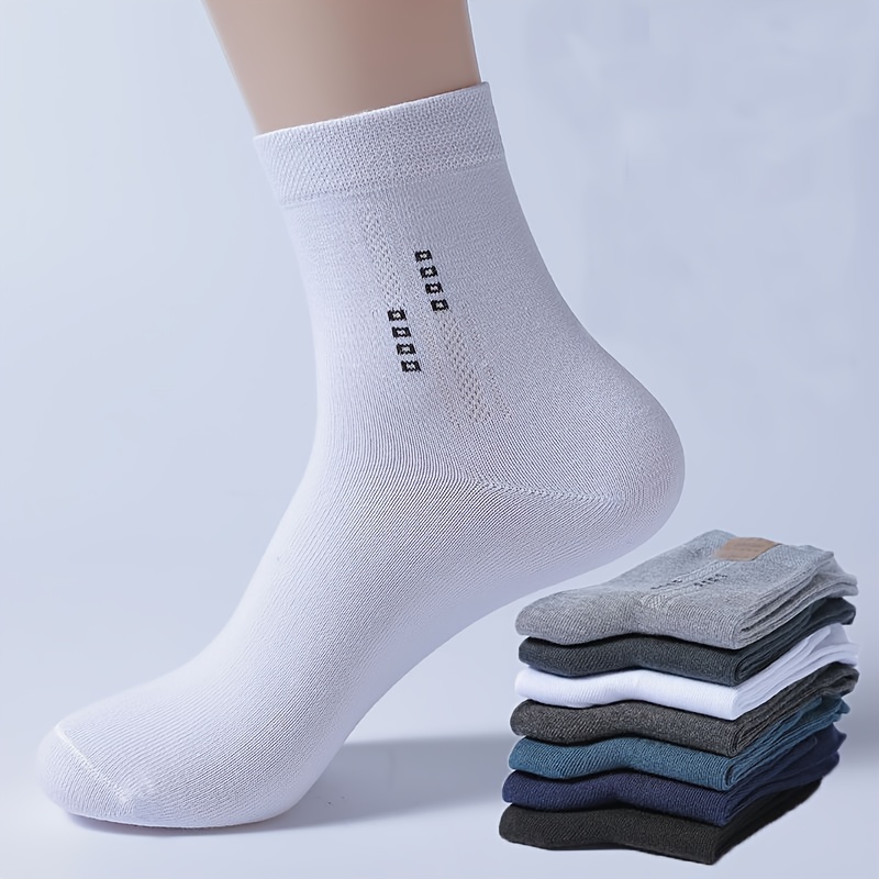 TEMU 5 Pairs/3 Pairs Of Medium-length Socks - Al - Fashion Retro Simple Solid Color