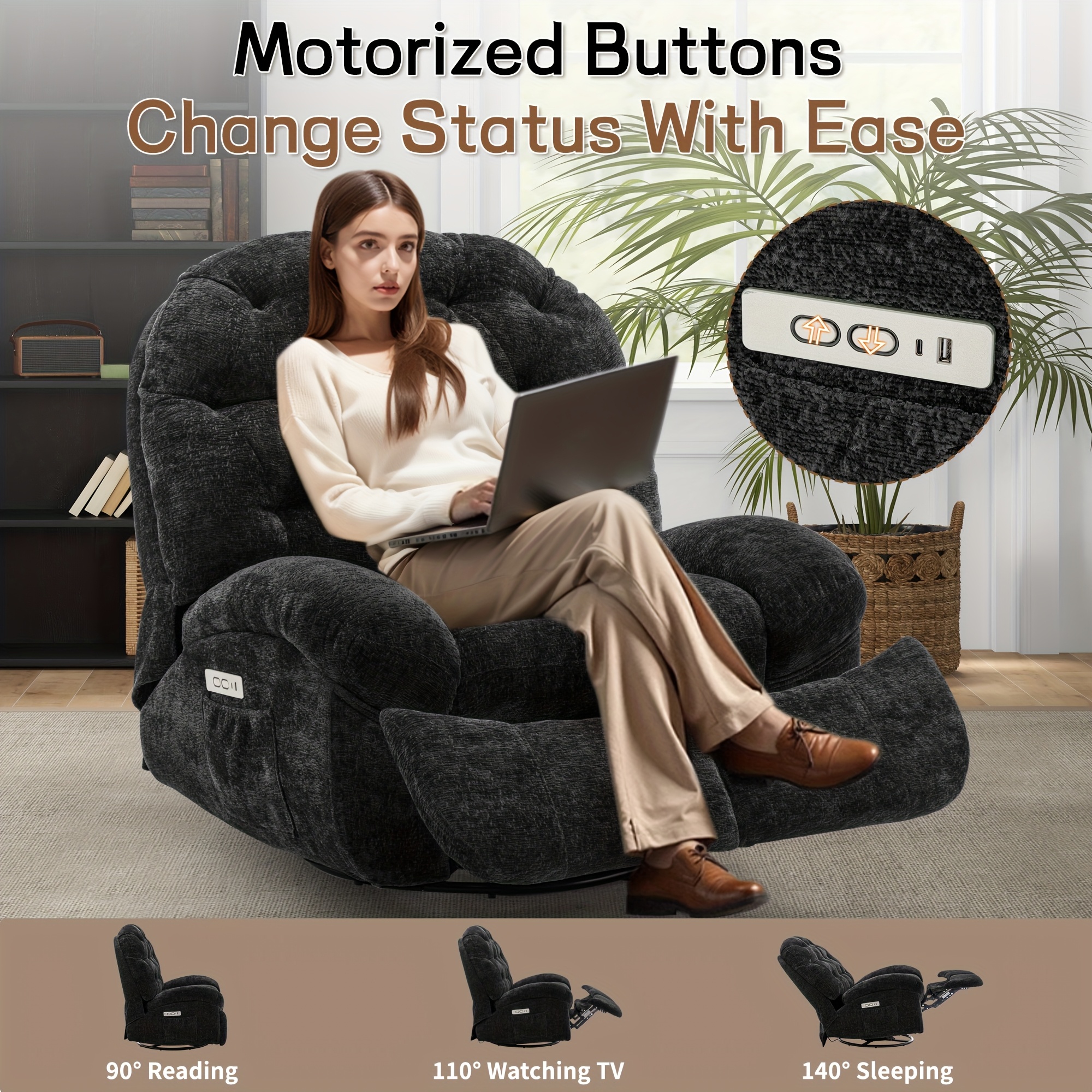 Oversized Swivel Recliner Chair