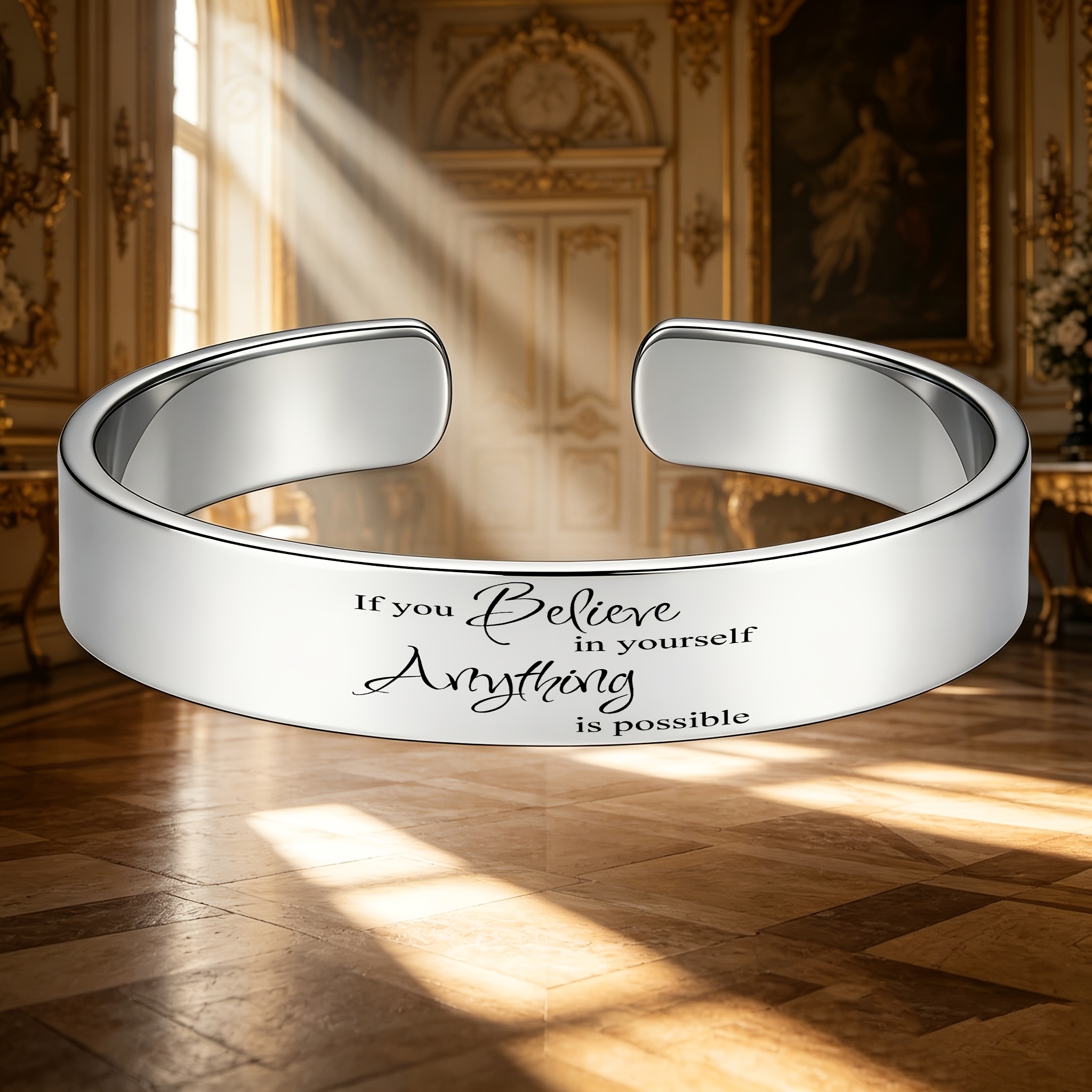 Women's Inspirational Theme 304 Stainless Steel Open Bangle Bracelet