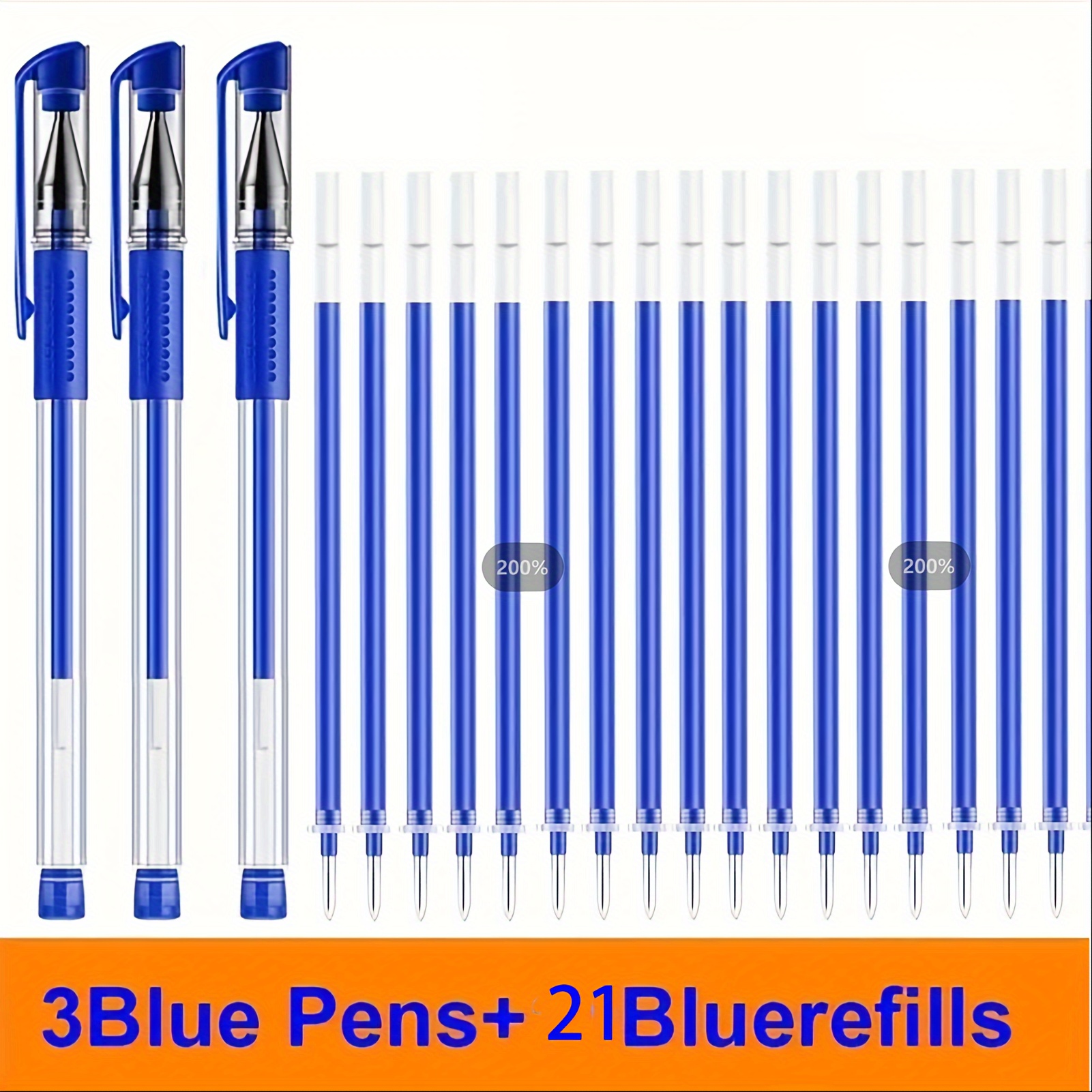 24pcs Large Capacity Gel Pens Black, Blue, Red - Smooth 0.5mm Nib School Office Stationery (3 Pens + 21 Refills)