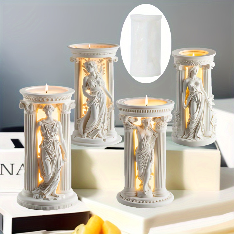 

Goddess Resin Casting Candle Molds, 3d Greek Mythology Silicone Molds For Epoxy Resin, Plaster, Clay - Home Decor Aromatherapy Candle Making Kit, Cylinder Shape - Diy Craft Mold