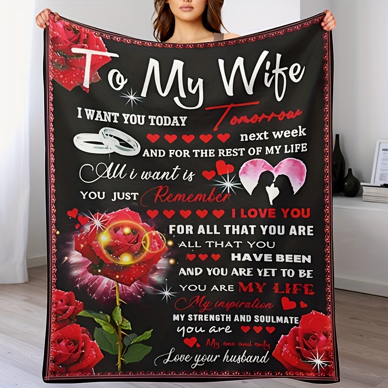 

1pc Rose Cozy Warm Soft Blanket For Wife, For Office Bed Sofa And Travel