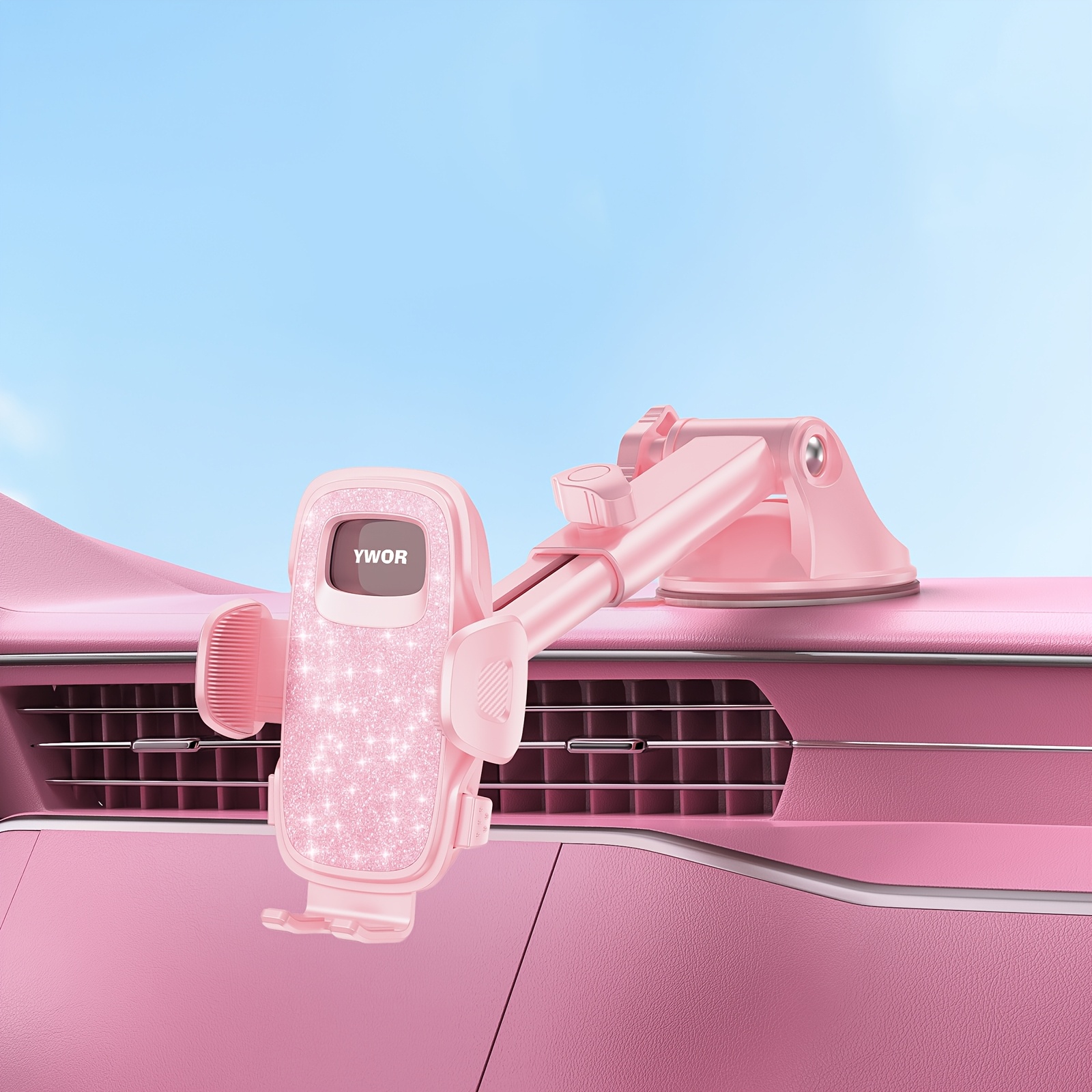 Ywor Pink Car Phone Holder 360 Degree Rotation Phone Holders For Quick Release Adjustable Phone Mount