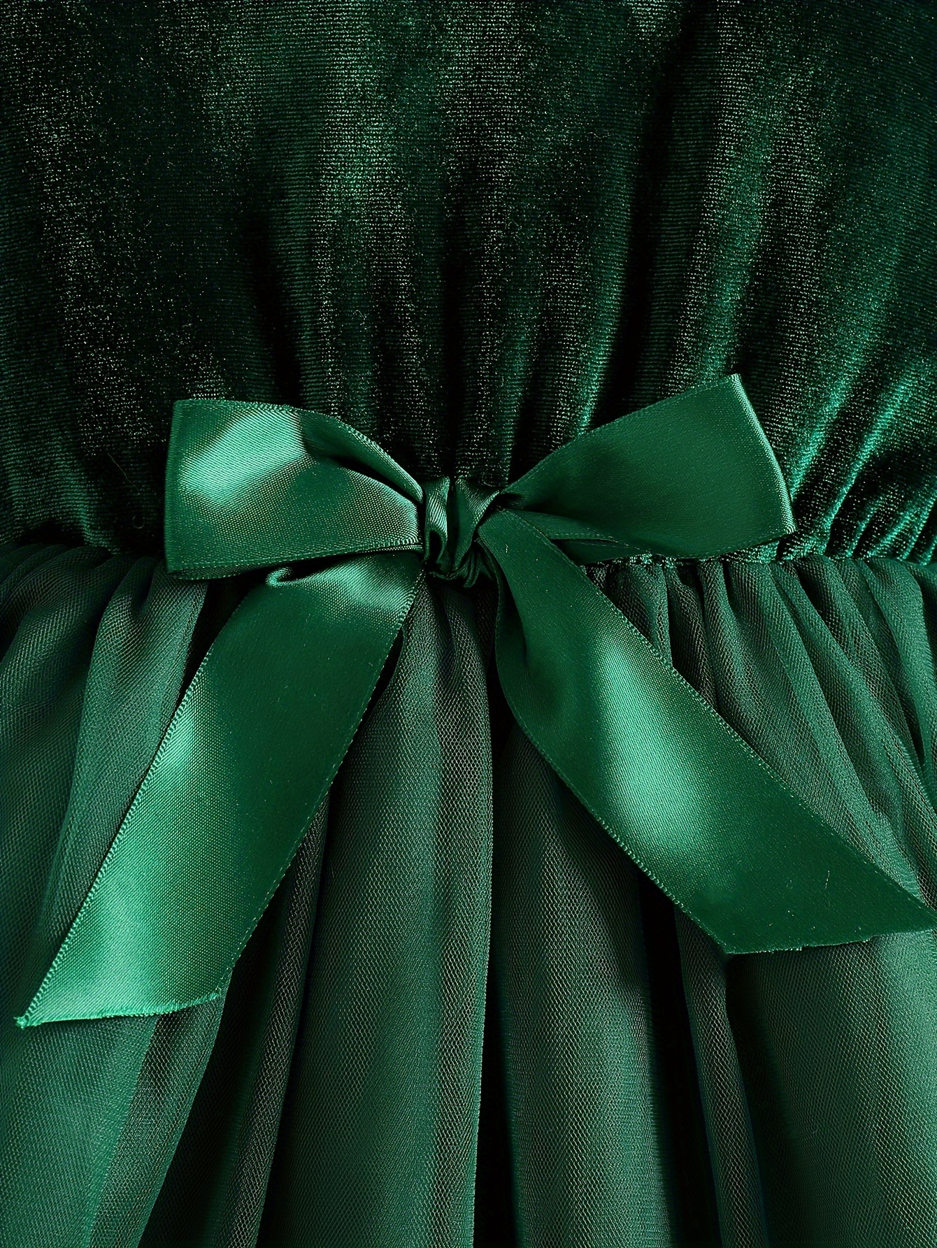 girls elegant gorgeous small bow dark green round neck - Temu