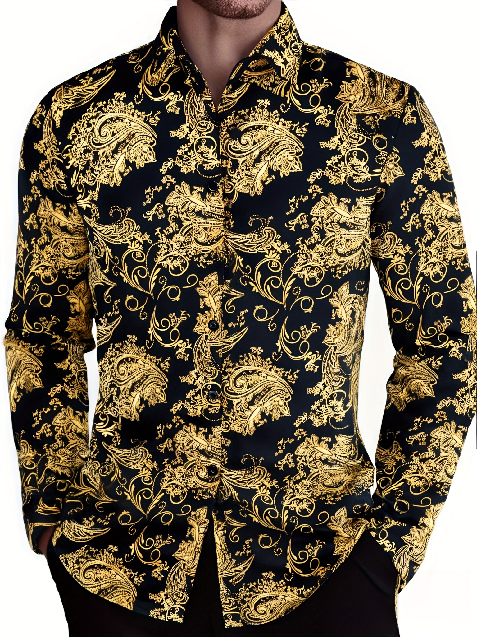 slim fit dress slacks Old West Men's 8491 Black/Gold Multi Floral Fashion Snap Shirt – Gavel  Western Wear main image 1