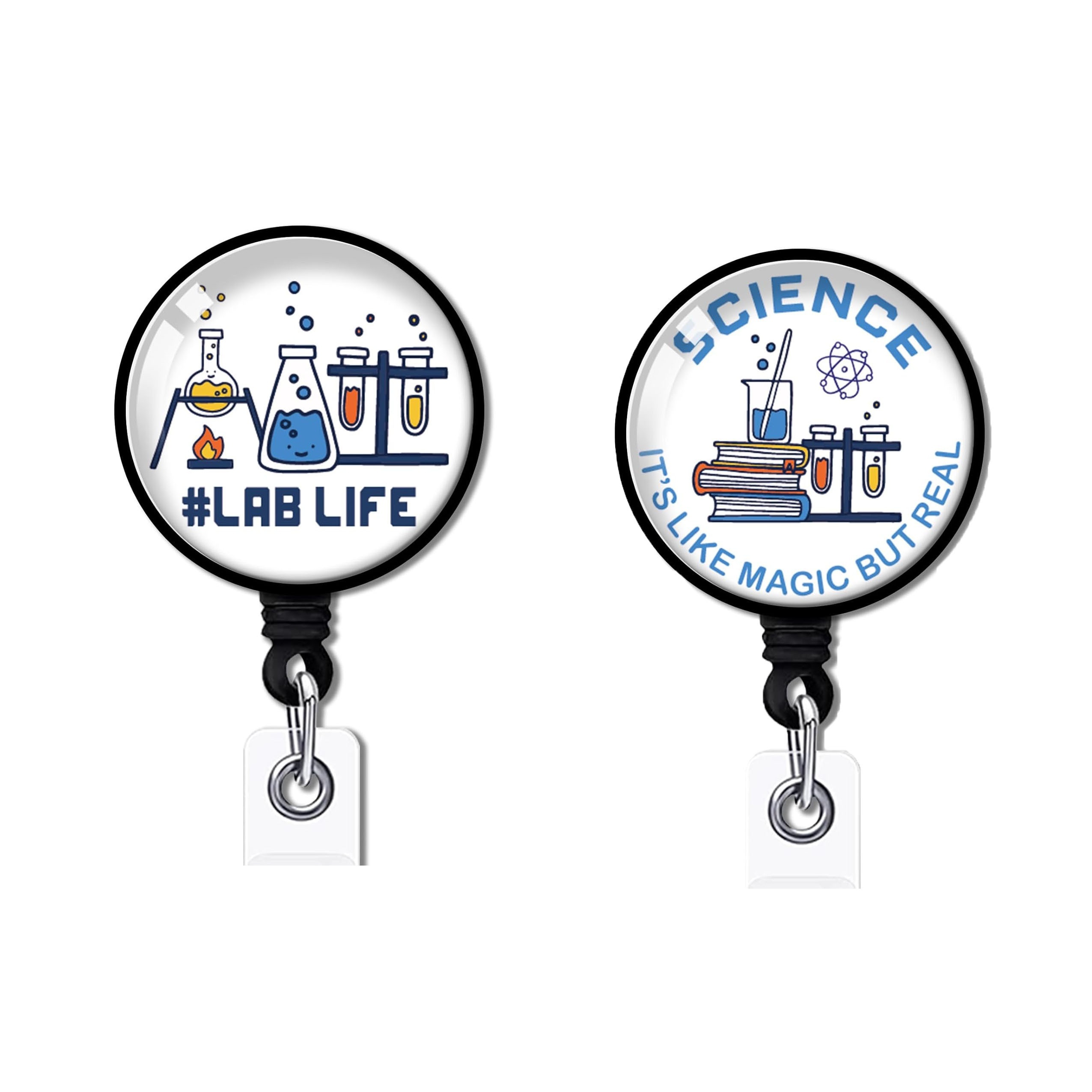 1pc Technician Retractable Badge Reel with Alligator Clip Lab Life ID Card Badge Holder Cute Lab Tech Beaker Badge Funny Badge Reel Gift for