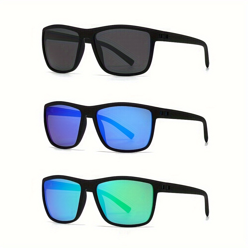 TEMU 3pairs, Trendy Cool Square Frame Polarized Fashion Glasses Set, For Men Women Outdoor Party Vacation Travel Driving Supplies Photo Props, For Gifts