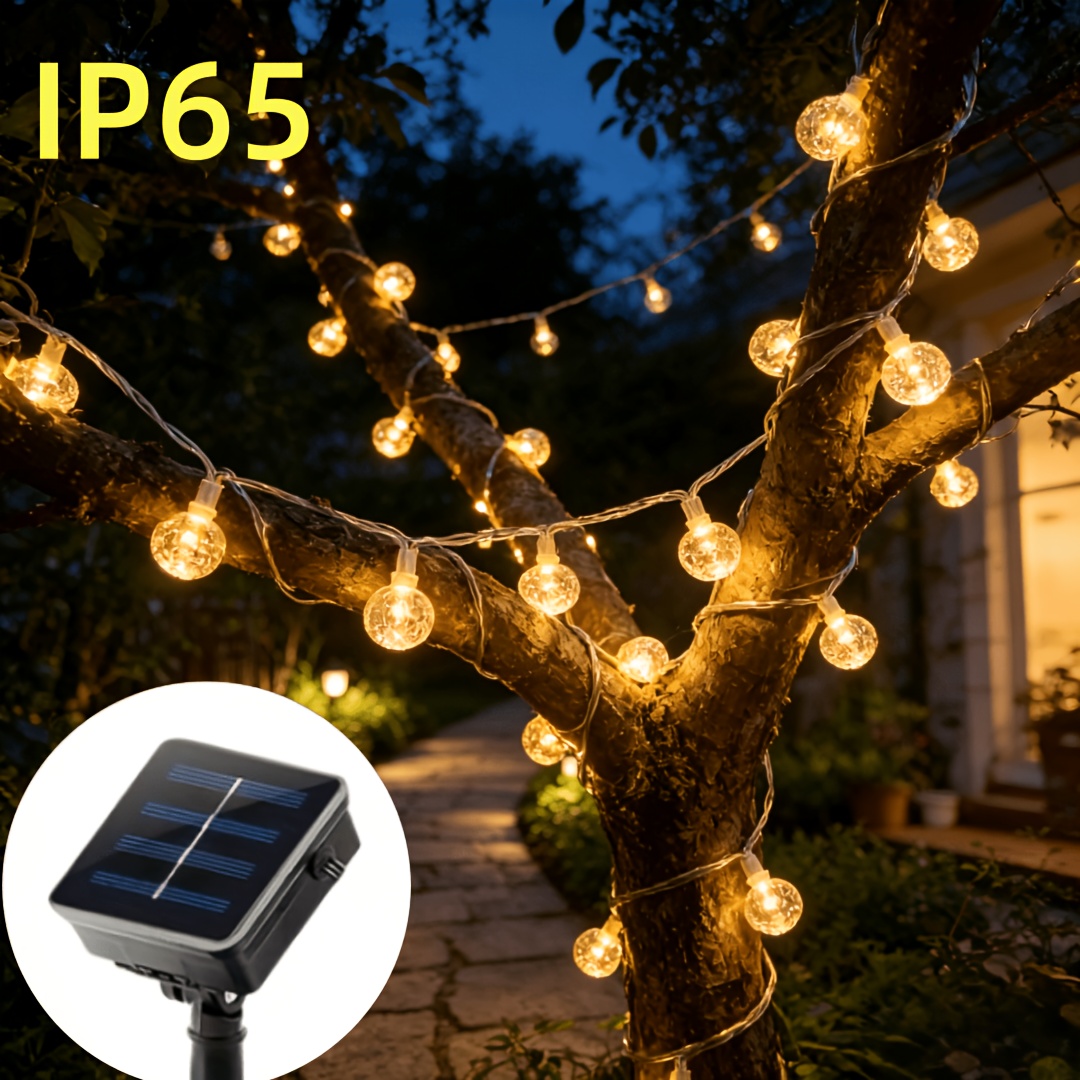 New Ni-mh Solar Outdoor Transparent Wire Light String Bubble Ball Light String, Warm Ball Light String, Ip65 Protection Level, Lawn Light, 8 Lighting , Camping Tent String, For