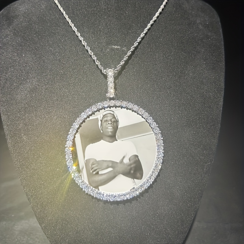 customized large photo pendant necklace boys solid frame Temu