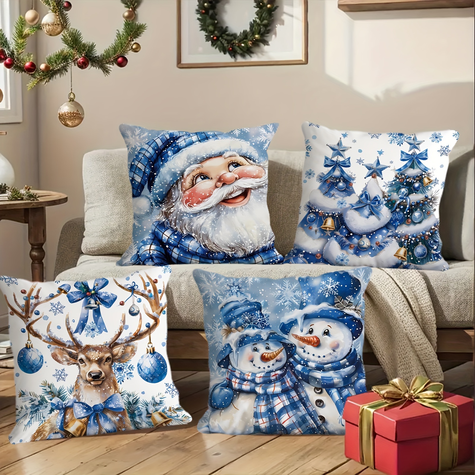 

4pcs Christmas Set - , & - For Decor, 18x18