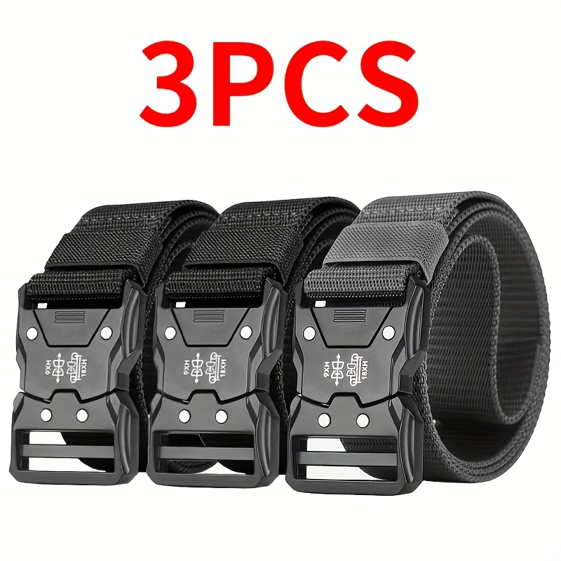 TEMU 3pcs Men's & Women' Belt - - Automatic Closure Belt For Belts Suitable For Outdoor, Gym, Casual Attire - Unisex Casual Belt (3pcs Pack)