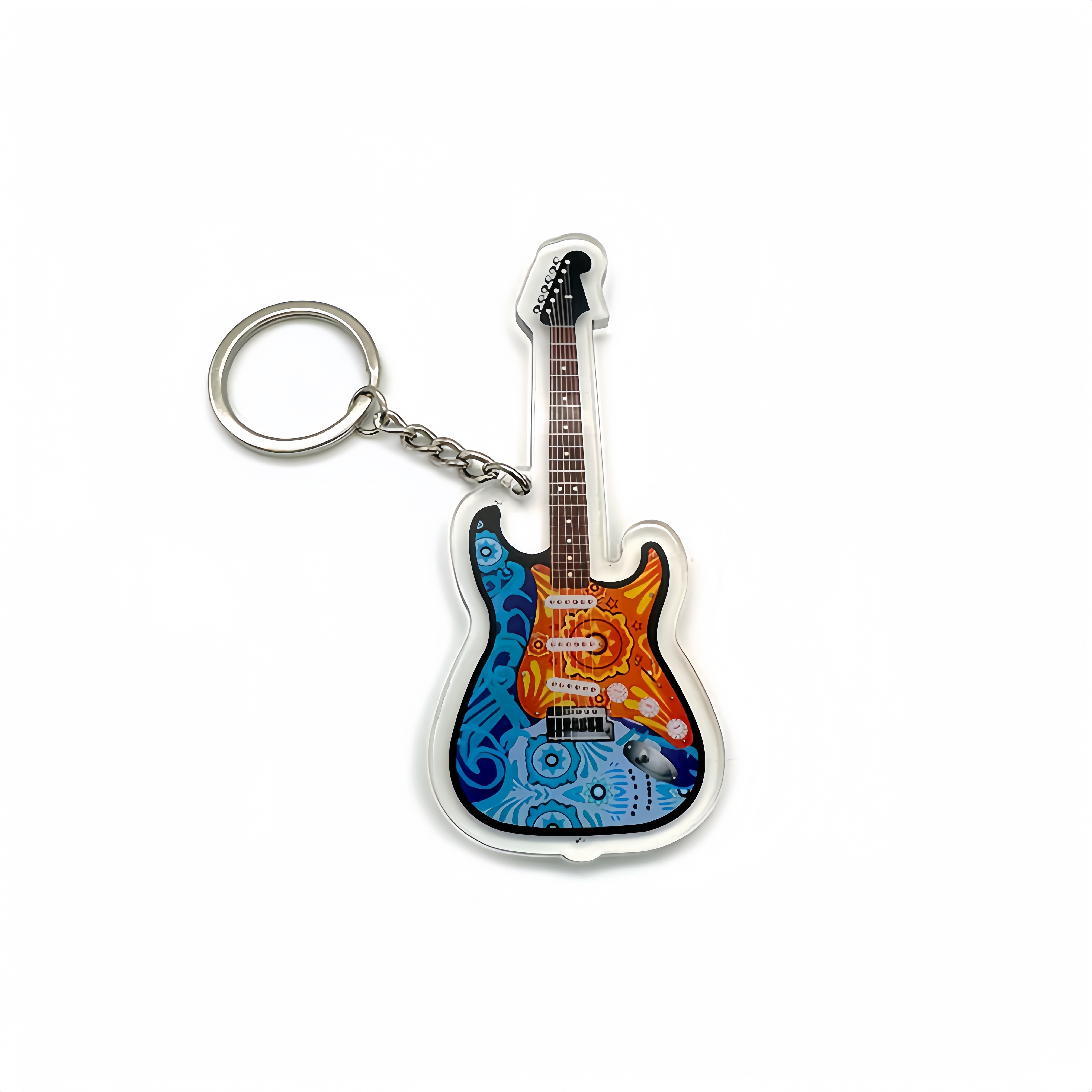 2 Portachiavi A Forma Di Chitarra In Metallo - Portachiavi Per Musicisti, Regalo Ideale Per Appassionati Di Musica - Foto 3