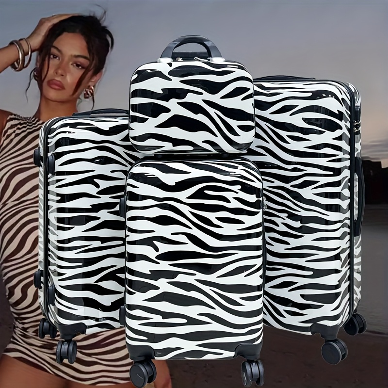 large zebra print trolley case set 14 20 24 28 inch animal