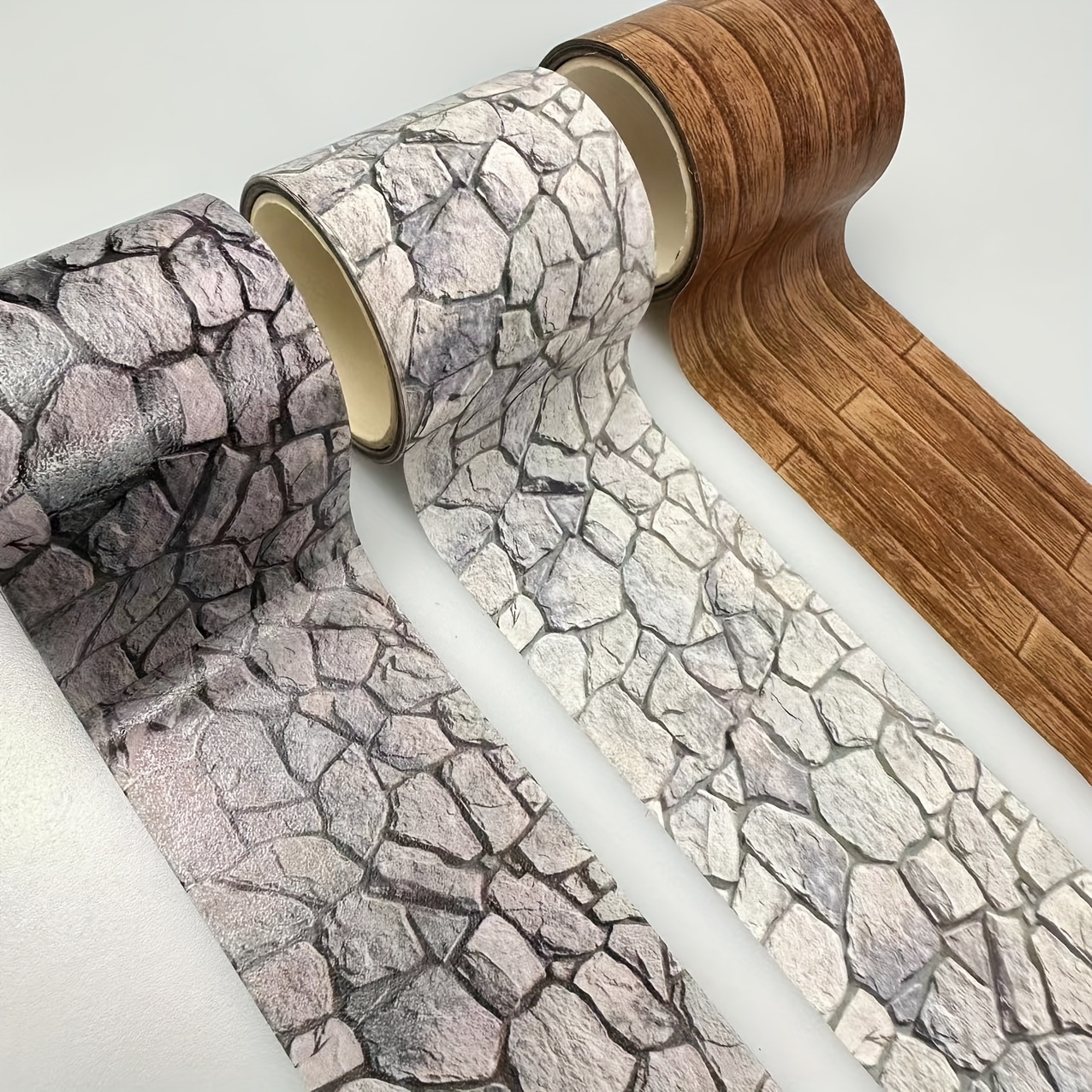 

2m Stone Path And Wooden Floor Tapes - Decorative Paper Tape For Handcrafts And Office Supplies