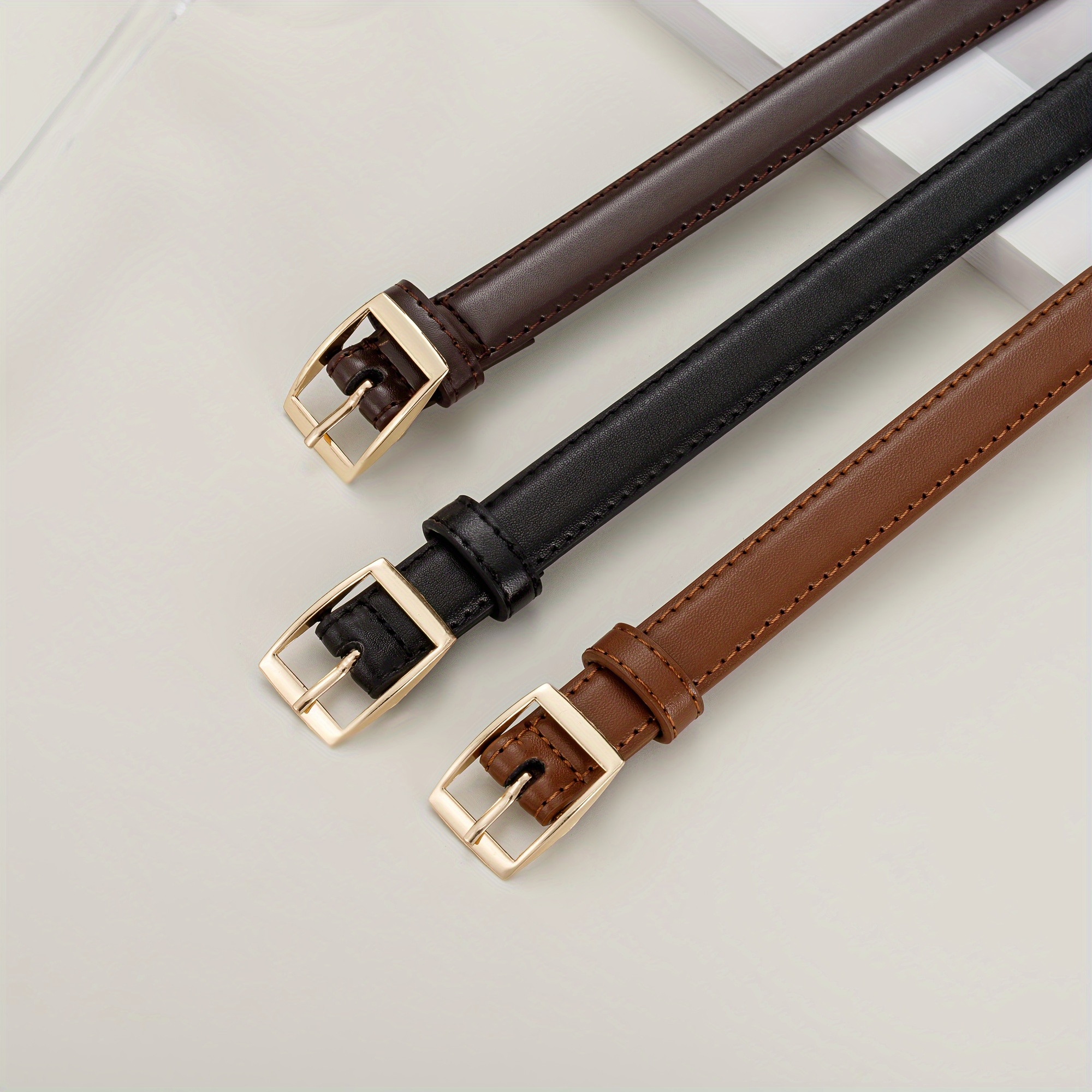 

Gleebuy Chic Black Leather Belt With - & Trendy Accessory For Women, , Simple