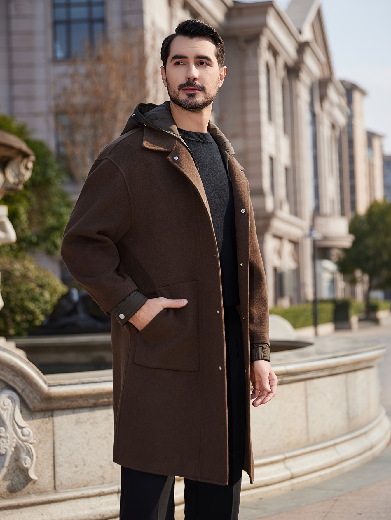 mens stylish casual trench coat spring autumn Temu United Kingdom - Main Image