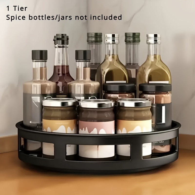 3 tier rotating kitchen storage rack round multi functional organizer for spices cosmetics ideal for salt sauce vinegar details 3