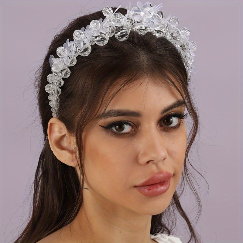 1pc high end rhinestone headband exquisite shiny beads hair hoop bridal wedding dress hair accessories