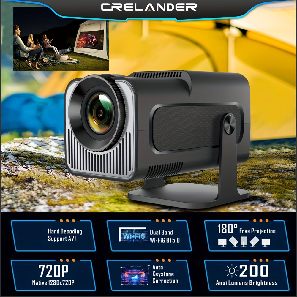 מקרן מיני 720p 200ansi כפול wifi6 bt5.0 קולנוע ביתי אנדרואיד 11 חכם נייד פרטים 1