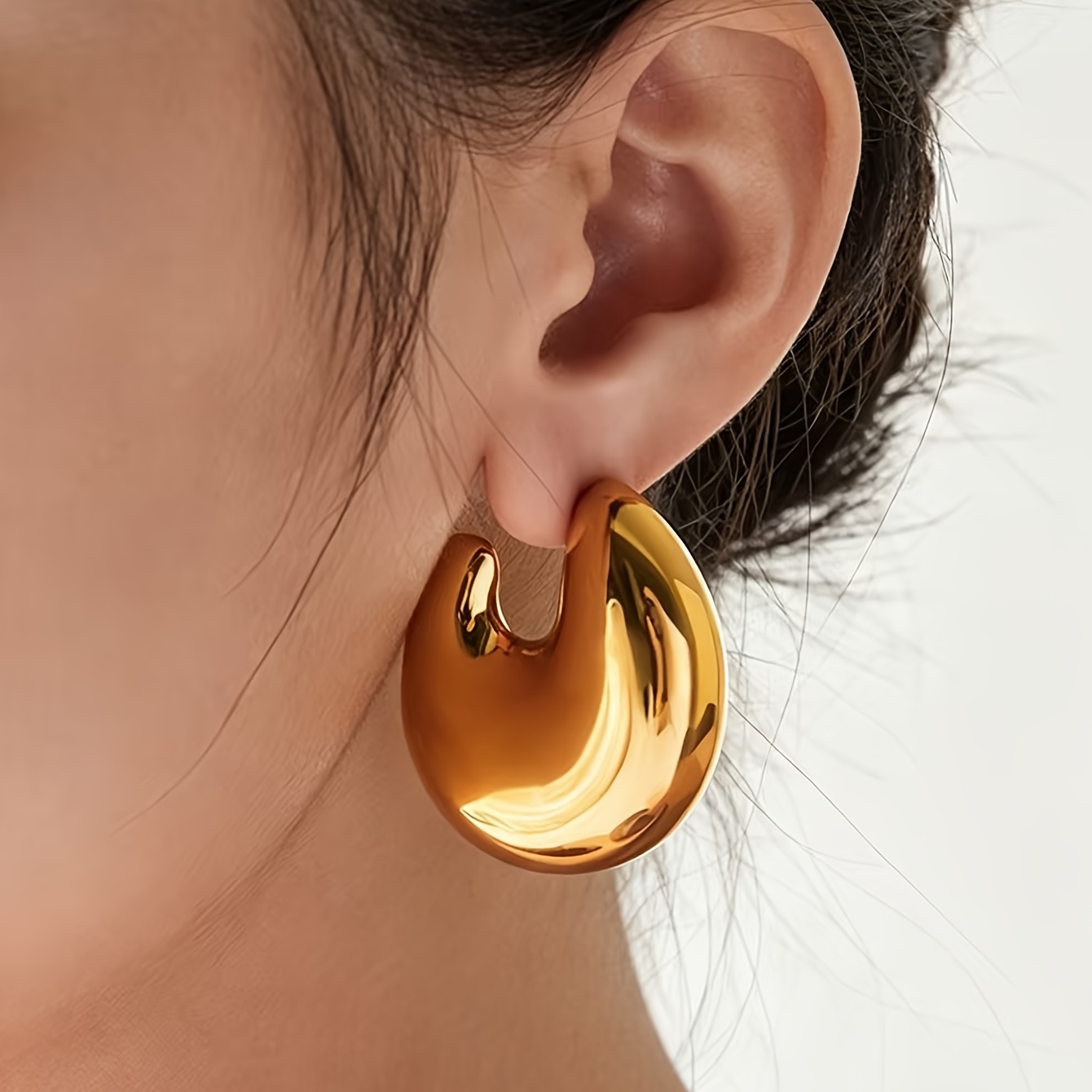 TEMU 1 Paar Y2K Stijl Fashion Easy Metalen Hoepel Oorbellen Dames Vakantie Verjaardag Date Gala Feest Vakantie Shopping Dagelijks Woon-werkverkeer