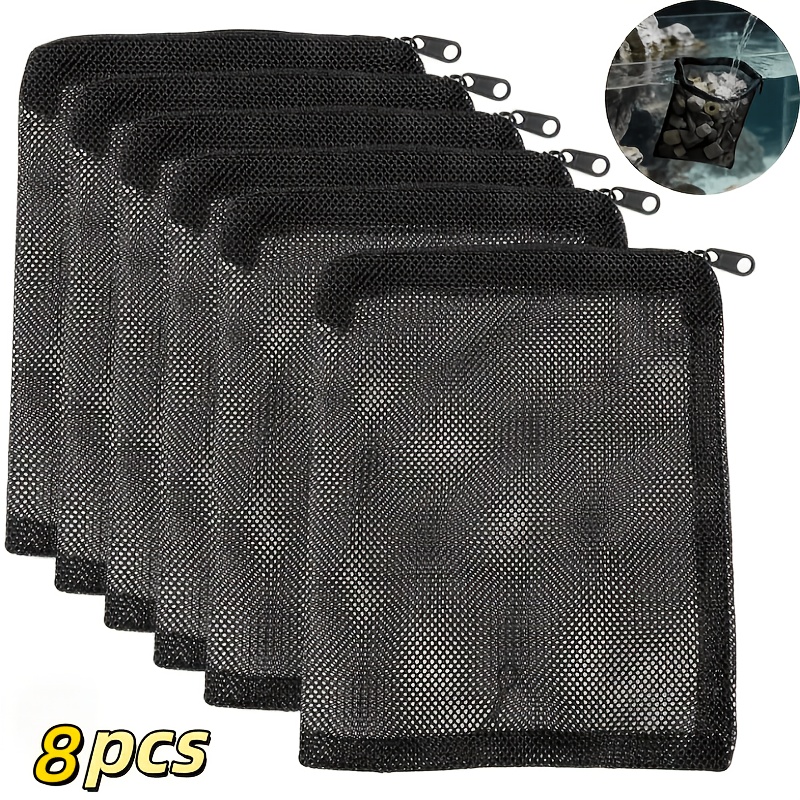TEMU 8pcs Aquarium Filter Bags With Zippered Fine Mesh And Reusable Polyester Media Suitable For Activated Carbon, Bio-balls, Ceramic Rings Filters