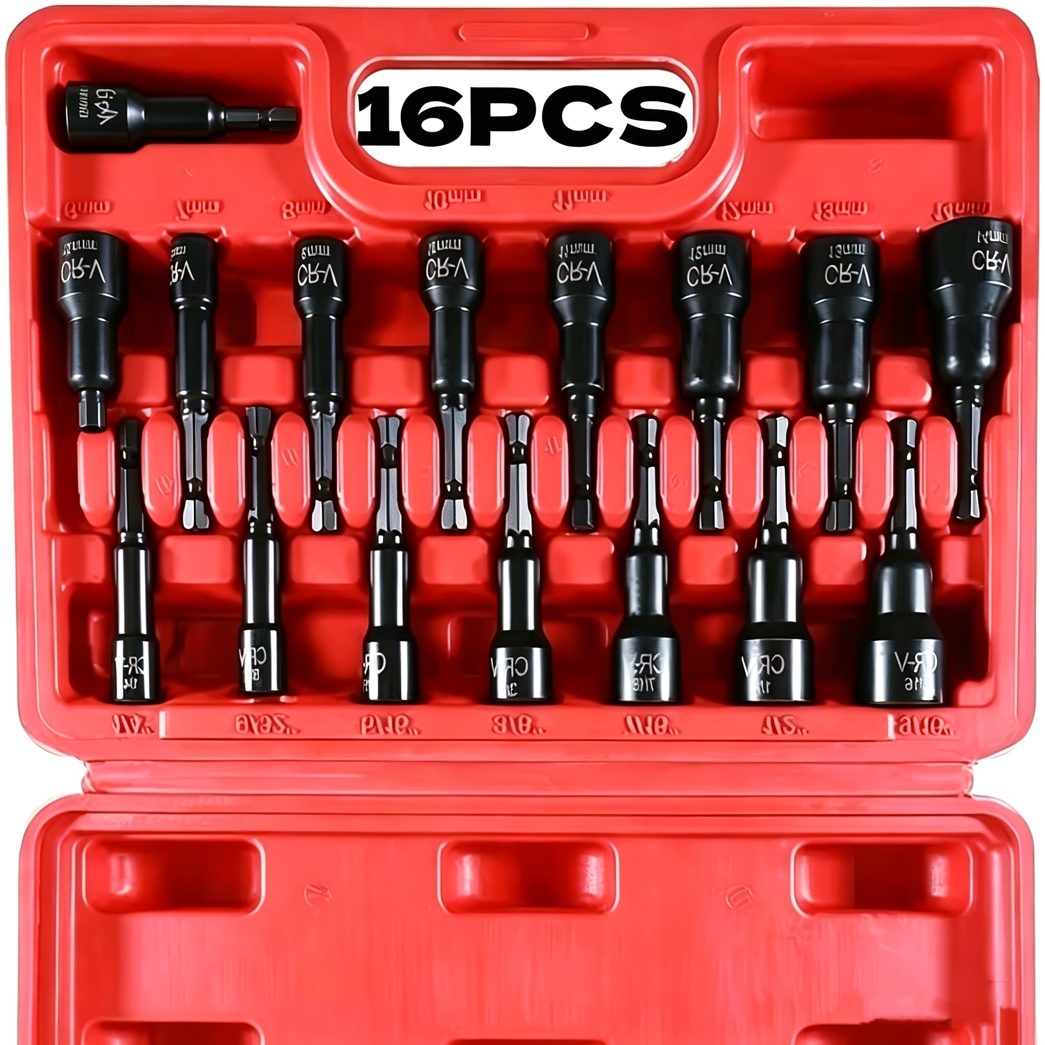 TEMU 16pcs Magnetic Nut Driver Set, Impact Nut Driver Drill Kit, Sae And Metric, 1/4-inch , And Repair Kit, , Gifts For Men |