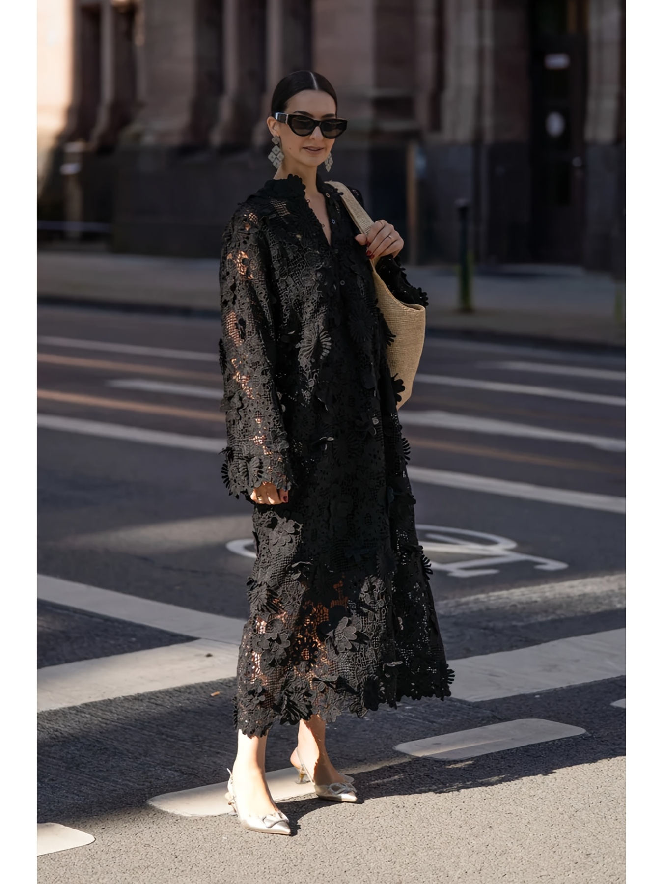 Women'S Elegant 3D Floral Lace Crochet Maxi Dress