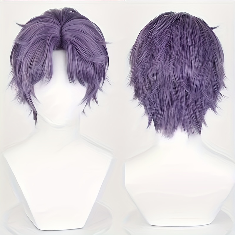 

Purple Straight Wig For Men - , Part, Fluffy Synthetic For &