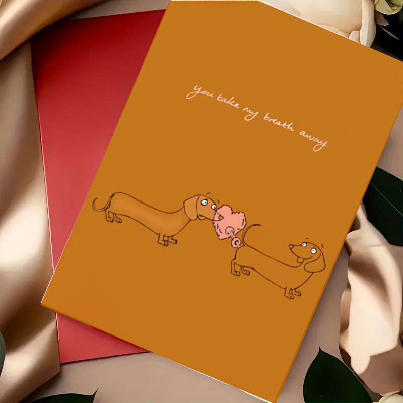

[1pc Dachshund Greeting Card] Multi- Romantic Dachshund Greeting Card, Valentine's Day, Birthday, Bachelor Party, New Year, Prom, For -themed Celebrations