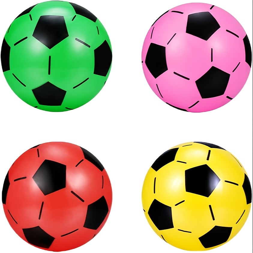 TEMU 4pcs Youth Inflatable Soccer Balls - Colorful Pvc Footballs For Parties, Games & Activities, No Electricity Needed, Indoor & Outdoor Play,