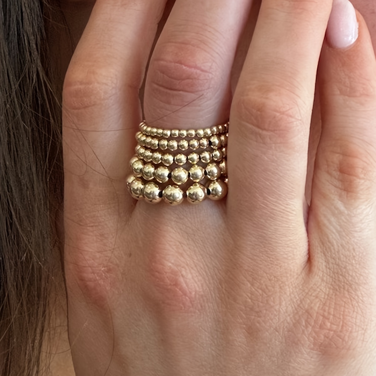 

Ensemble de 5 Bagues Chic à Perles pour Femmes - pour les Vacances, les & Tenues Décontractées