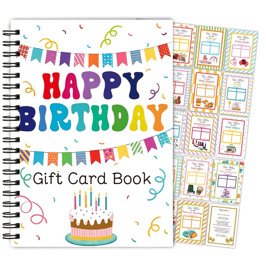 TEMU Birthday Gift Card Notebook, Gift Card Binder, Spiral Coil Booklet, Perfect For Organizing Gift Cards While Preserving Meaningful Keepsakes, For