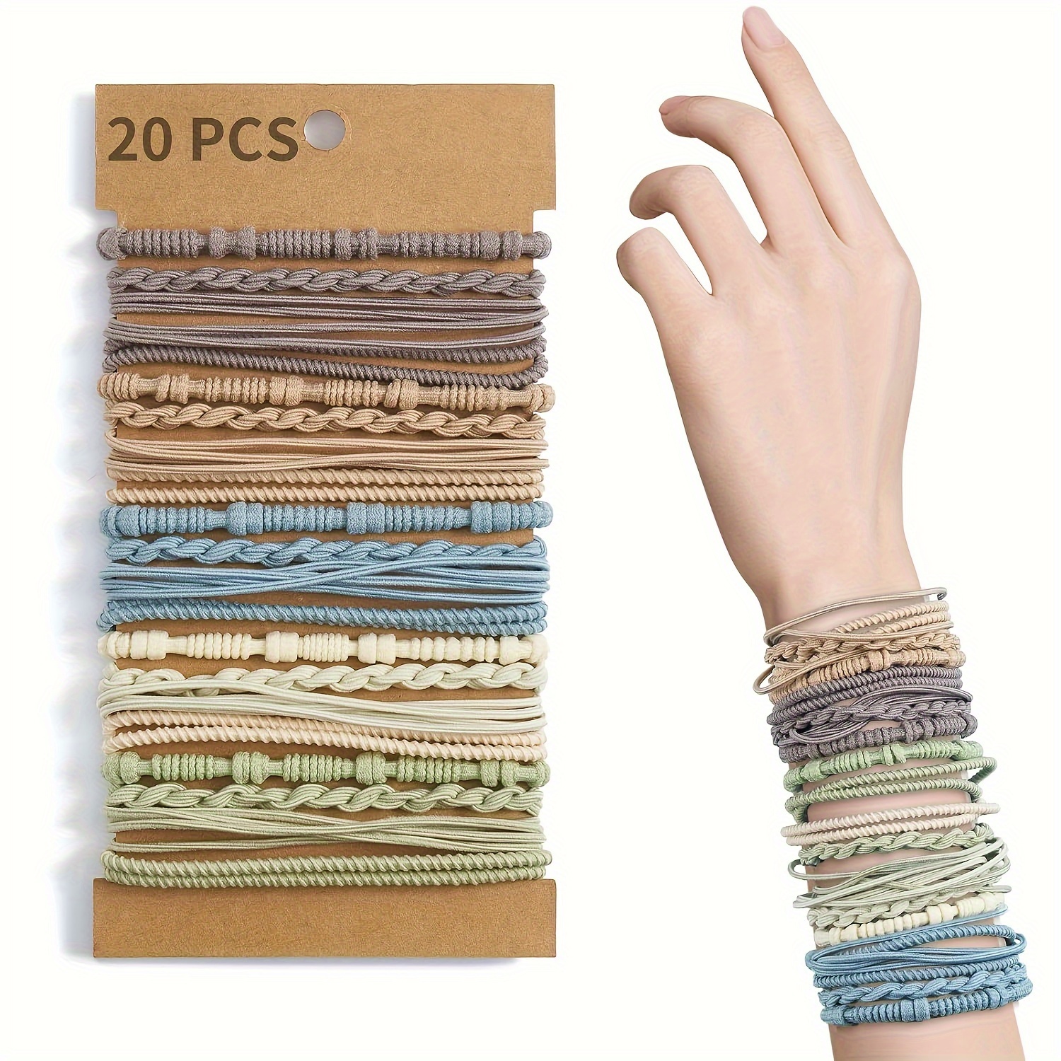 

20 Pcs Stylish Braided Hair Ties For Women - Solid Color Elastic Ponytail Holders For Thick And Curly Hair