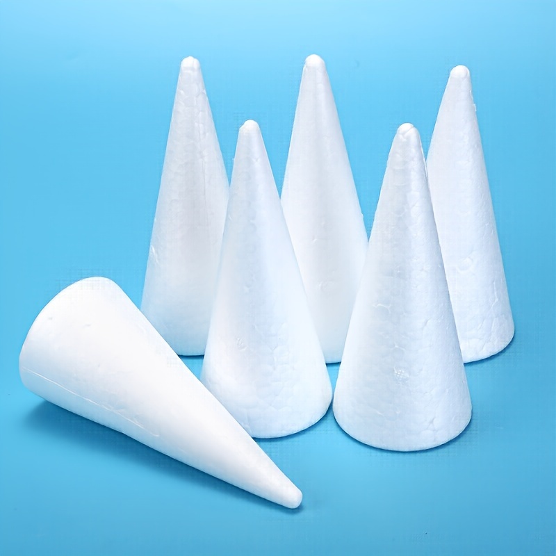 TEMU 12pcs White Foam Cones, 15cm/5.9in Cones For Diy Christmas Decorations, Creative Diy Wedding Decorations, Diy Cone Christmas Tree Craft Supplies