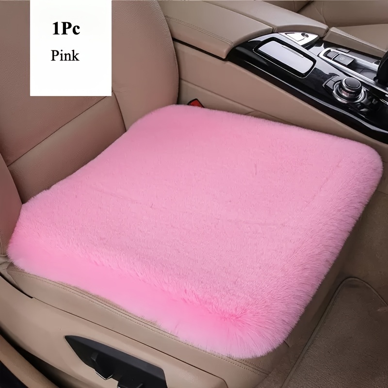 TEMU Luxury Plush Rabbit Fur Car Seat Cushion - Soft, Washable, Removable Cover, , Fit For Office Chairs & Cars (light Blue)