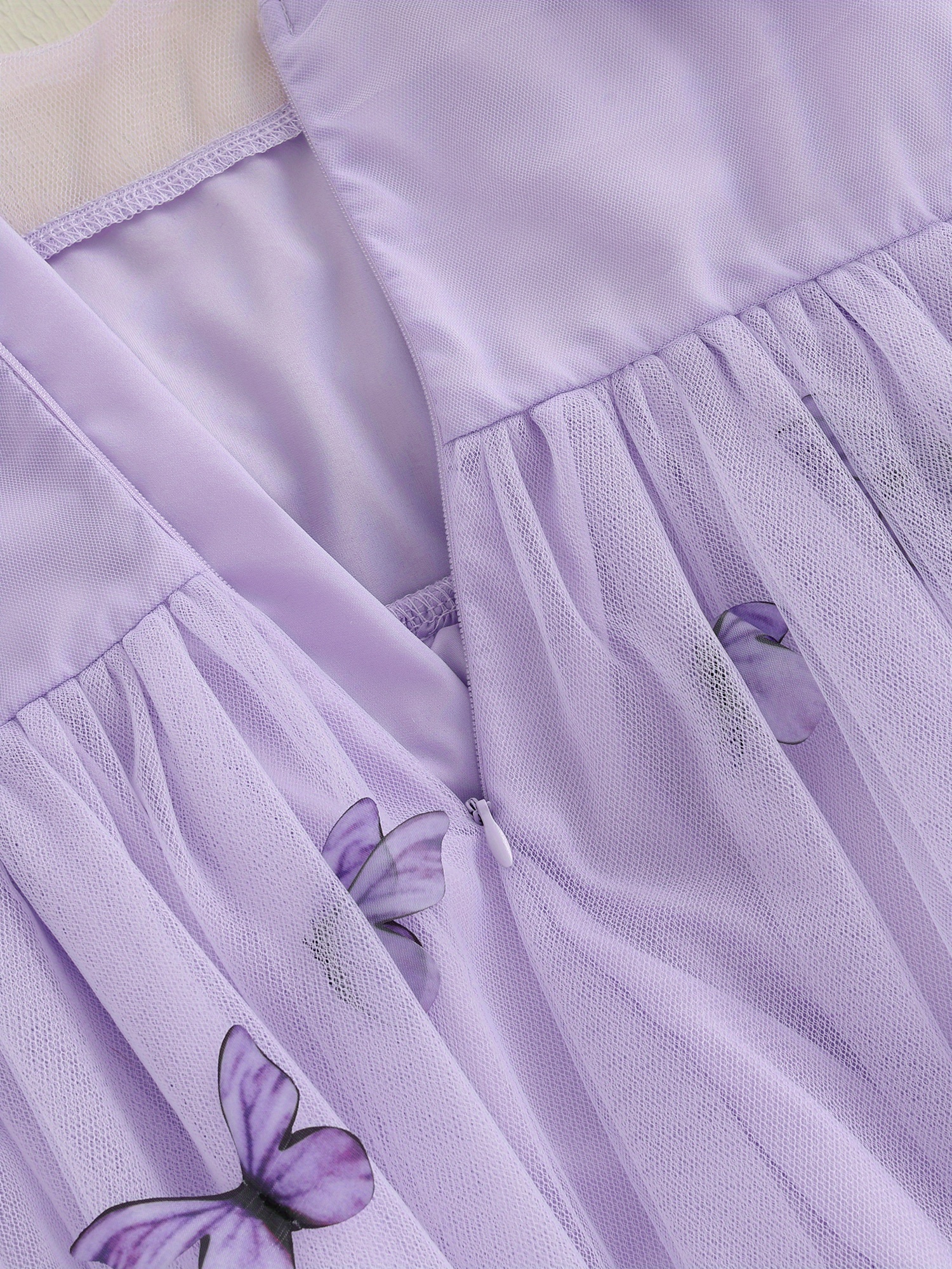 light purple girls tulle dress v neck - Temu